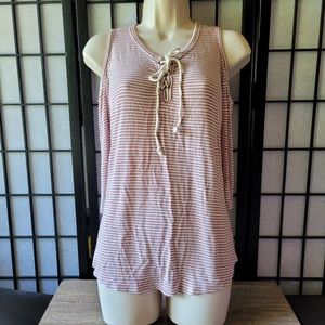2/$8 • EUC Free Kisses Cold Shoulder Striped Top